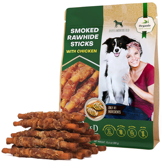 Chicken-Wrapped Rawhide Chew Sticks